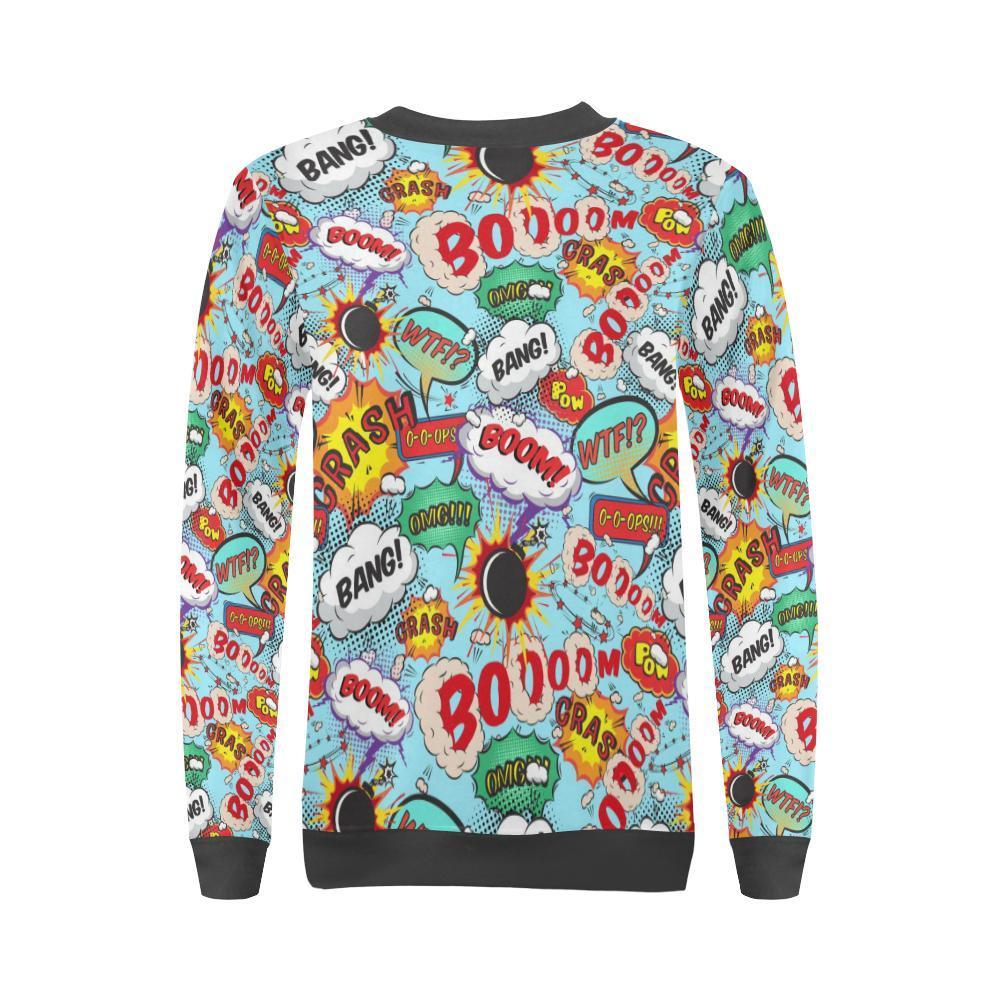 Comic Book Strip Pattern Print Women's Sweatshirt-grizzshop