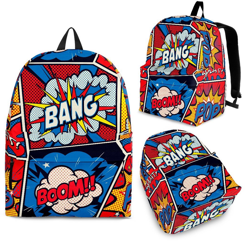 Comic Strip Book Pattern Print Backpack-grizzshop