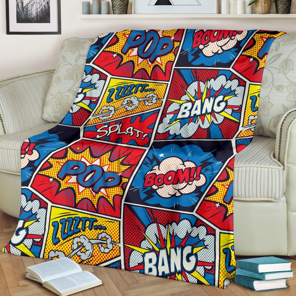 Comic Strip Book Pattern Print Blanket-grizzshop