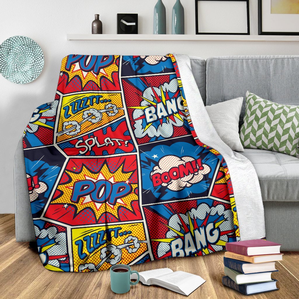 Comic Strip Book Pattern Print Blanket-grizzshop