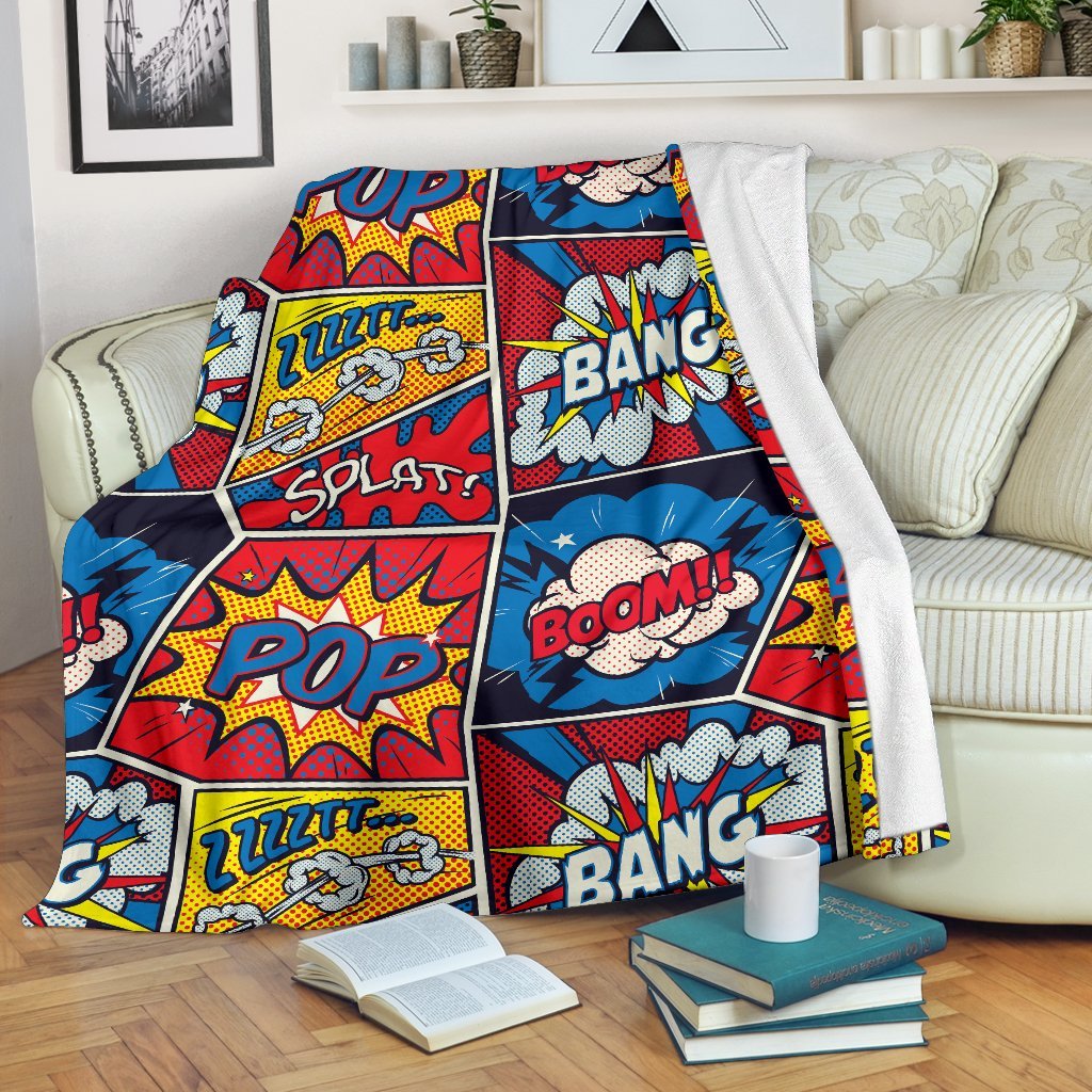 Comic Strip Book Pattern Print Blanket-grizzshop