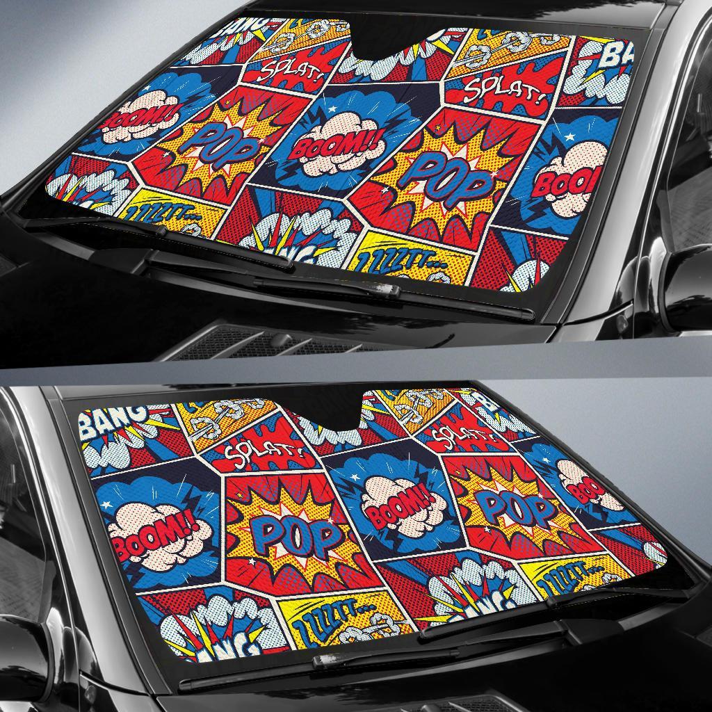 Comic Strip Book Pattern Print Car Sun Shade-grizzshop