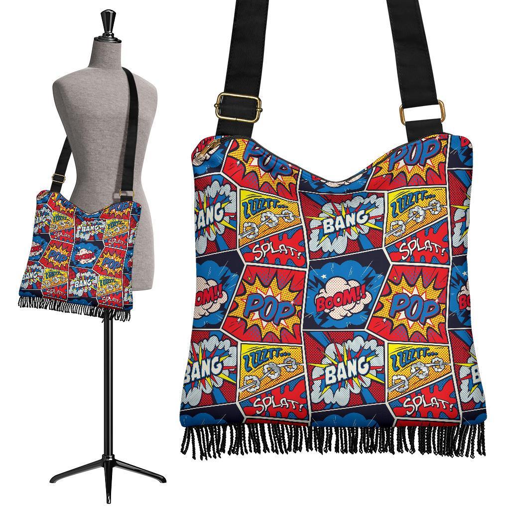 Comic Strip Book Pattern Print Crossbody Bags-grizzshop