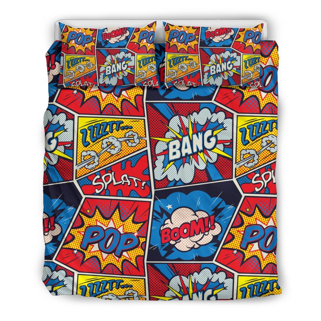Comic Strip Book Pattern Print Duvet Cover Bedding Set-grizzshop