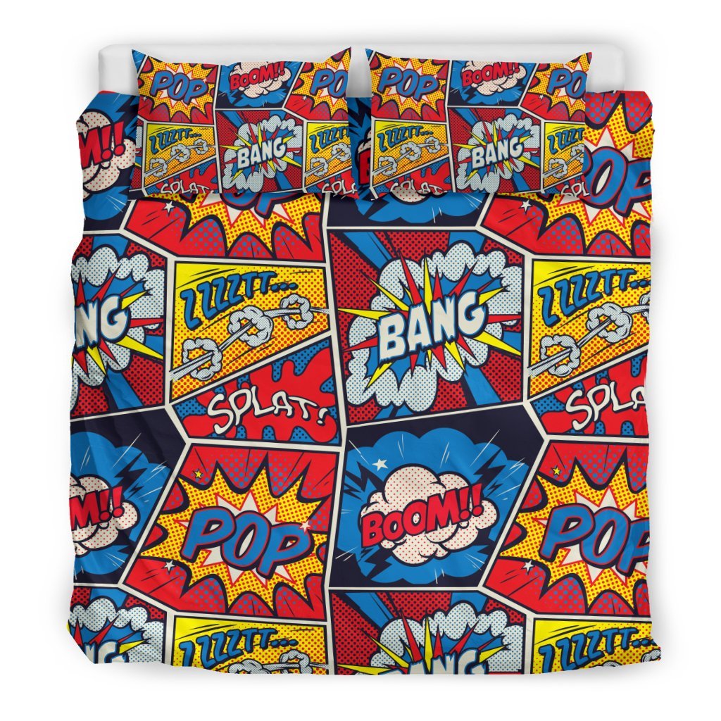 Comic Strip Book Pattern Print Duvet Cover Bedding Set-grizzshop