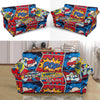 Comic Strip Book Pattern Print Loveseat Cover-grizzshop