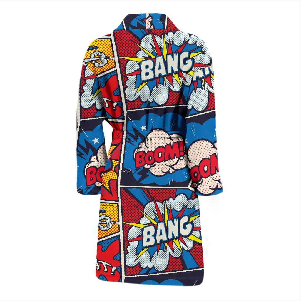 Comic Strip Book Pattern Print Men Long Robe-grizzshop