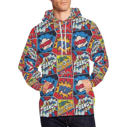 Comic Strip Book Pattern Print Men Pullover Hoodie-grizzshop