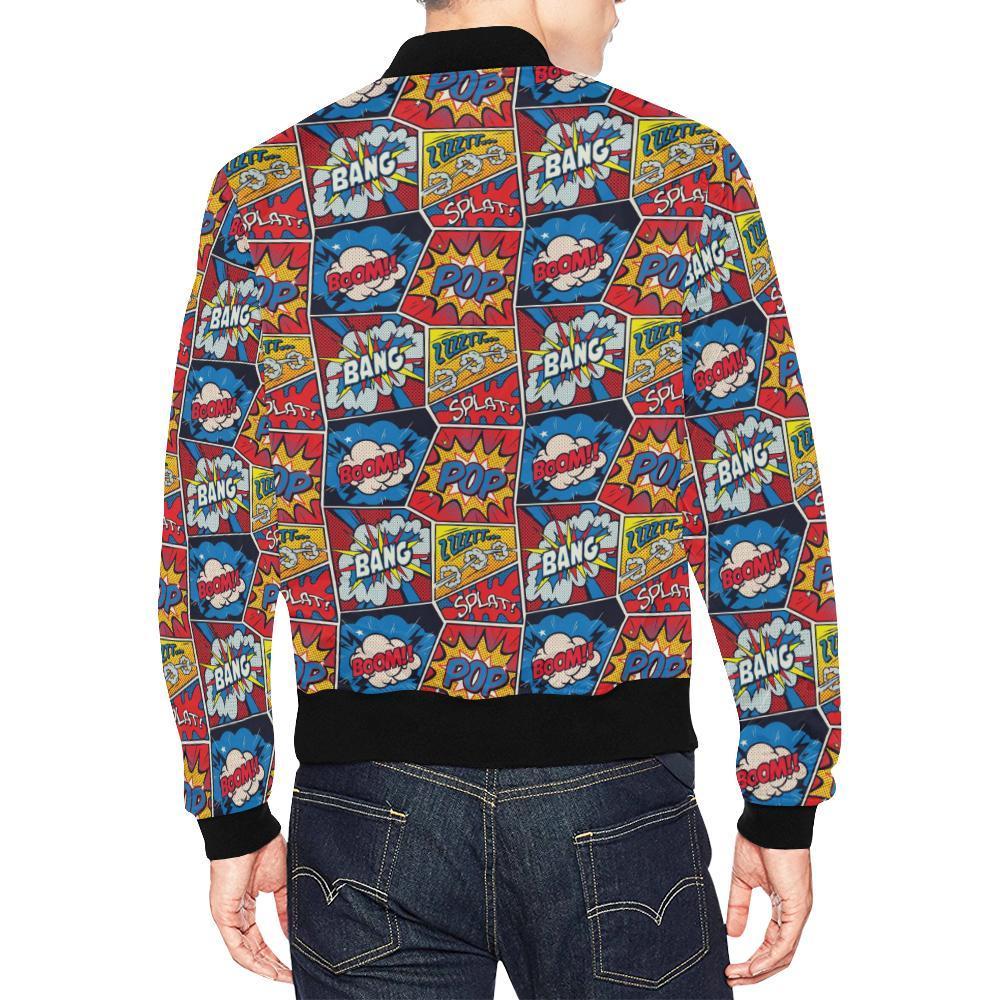 Comic Strip Book Pattern Print Men's Bomber Jacket-grizzshop