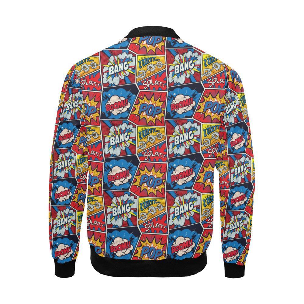 Comic Strip Book Pattern Print Men's Bomber Jacket-grizzshop