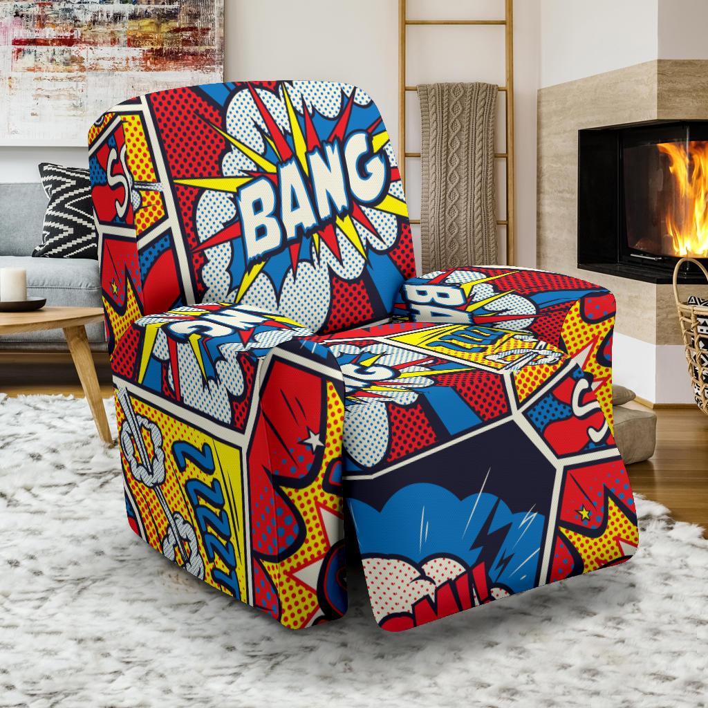 Comic Strip Book Pattern Print Recliner Cover-grizzshop