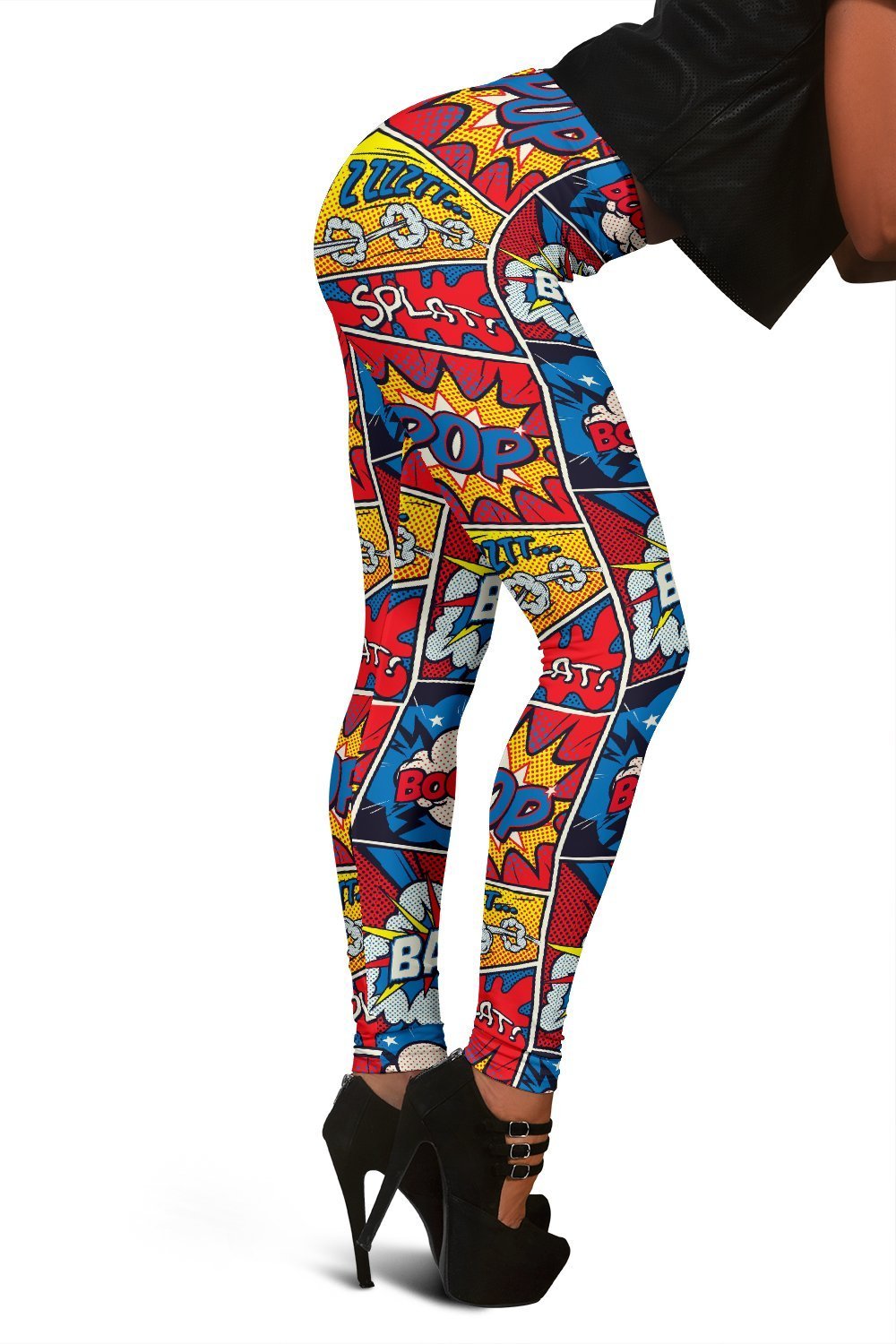 Comic Strip Book Pattern Print Women Leggings-grizzshop