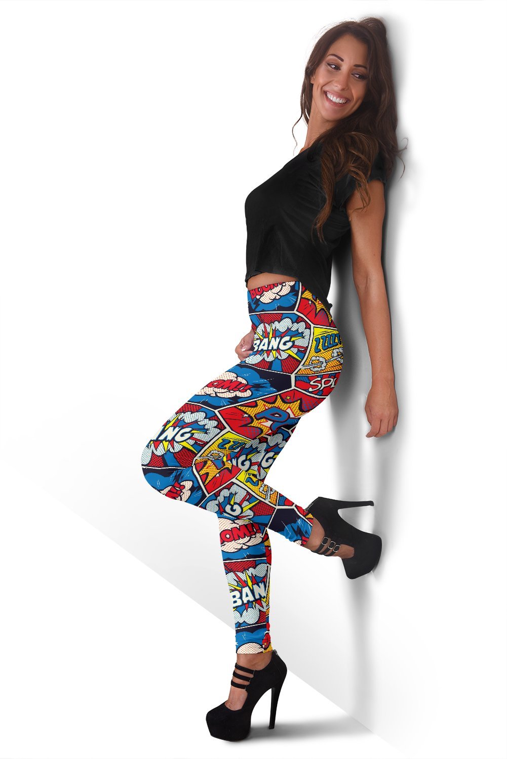 Comic Strip Book Pattern Print Women Leggings-grizzshop