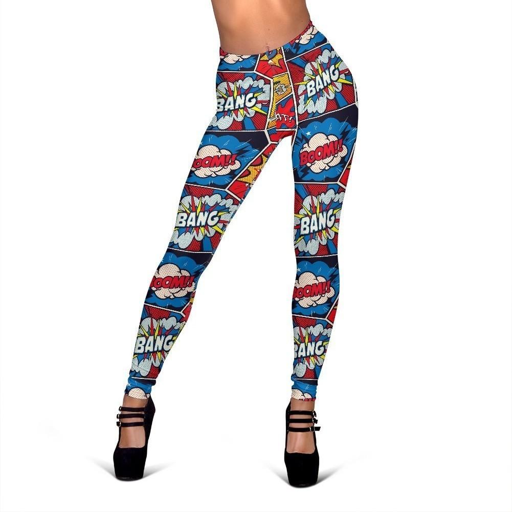 Comic Strip Book Pattern Print Women Leggings-grizzshop