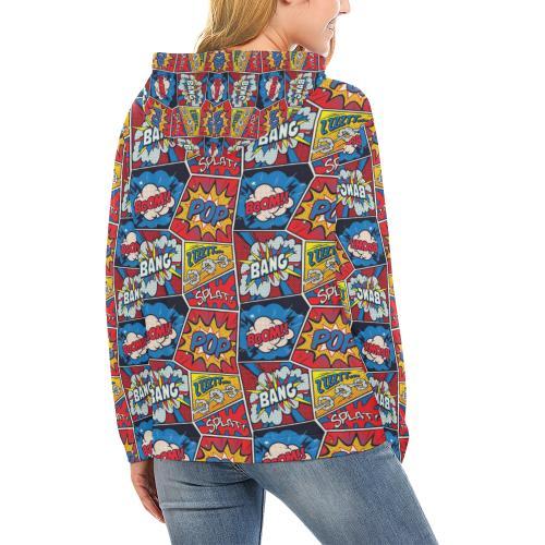 Comic Strip Book Pattern Print Women Pullover Hoodie-grizzshop