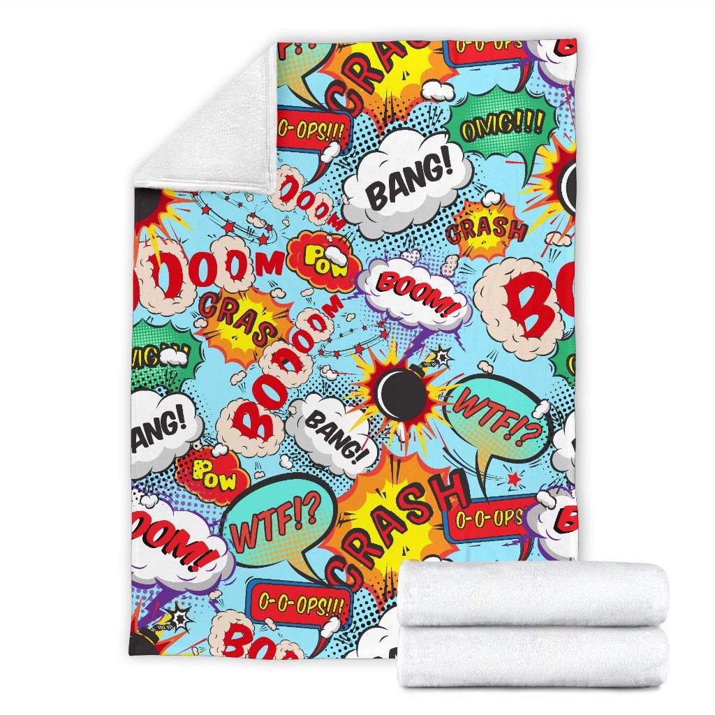Comic Book Strip Pattern Print Blanket-grizzshop