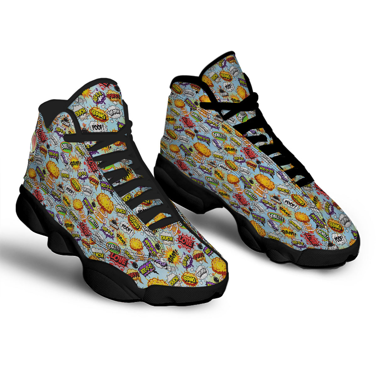 Comics Book Speech Print Pattern Black Basketball Shoes-grizzshop