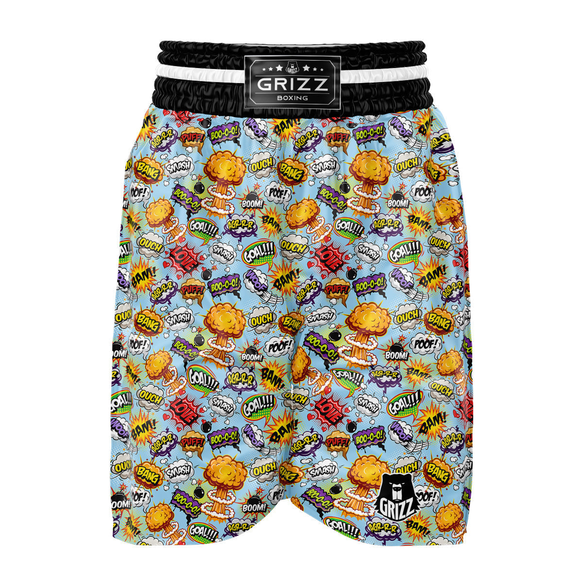 Comics Book Speech Print Pattern Boxing Shorts-grizzshop