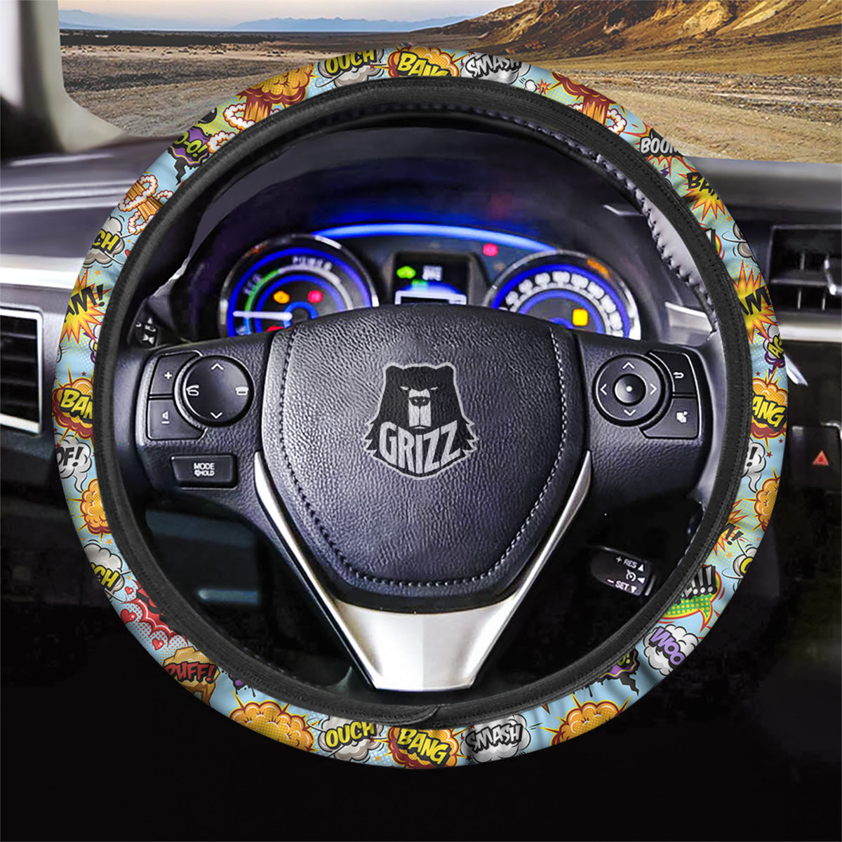 Comics Book Speech Print Pattern Car Steering Wheel Cover-grizzshop