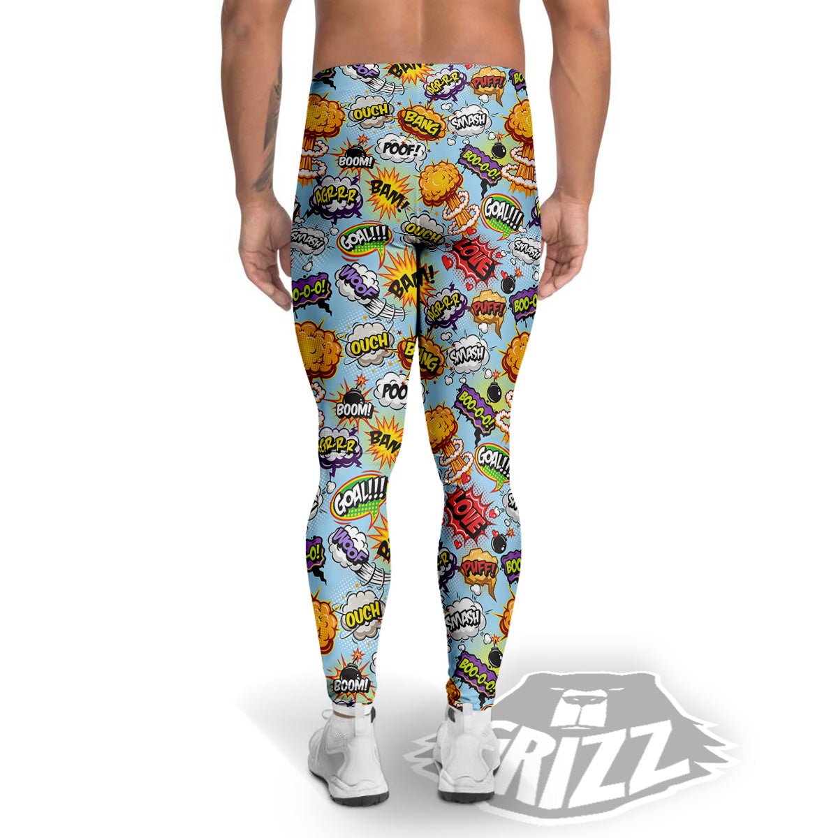 Comics Book Speech Print Pattern Men's Leggings-grizzshop