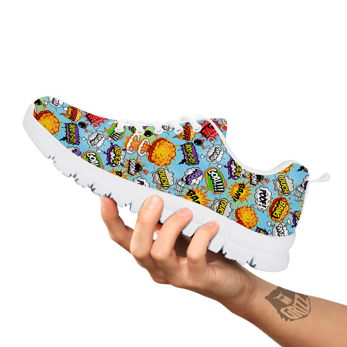 Comics Book Speech Print Pattern White Sneaker-grizzshop