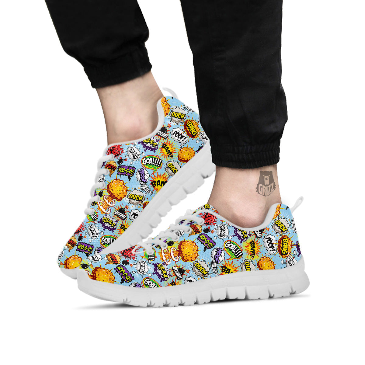 Comics Book Speech Print Pattern White Sneaker-grizzshop