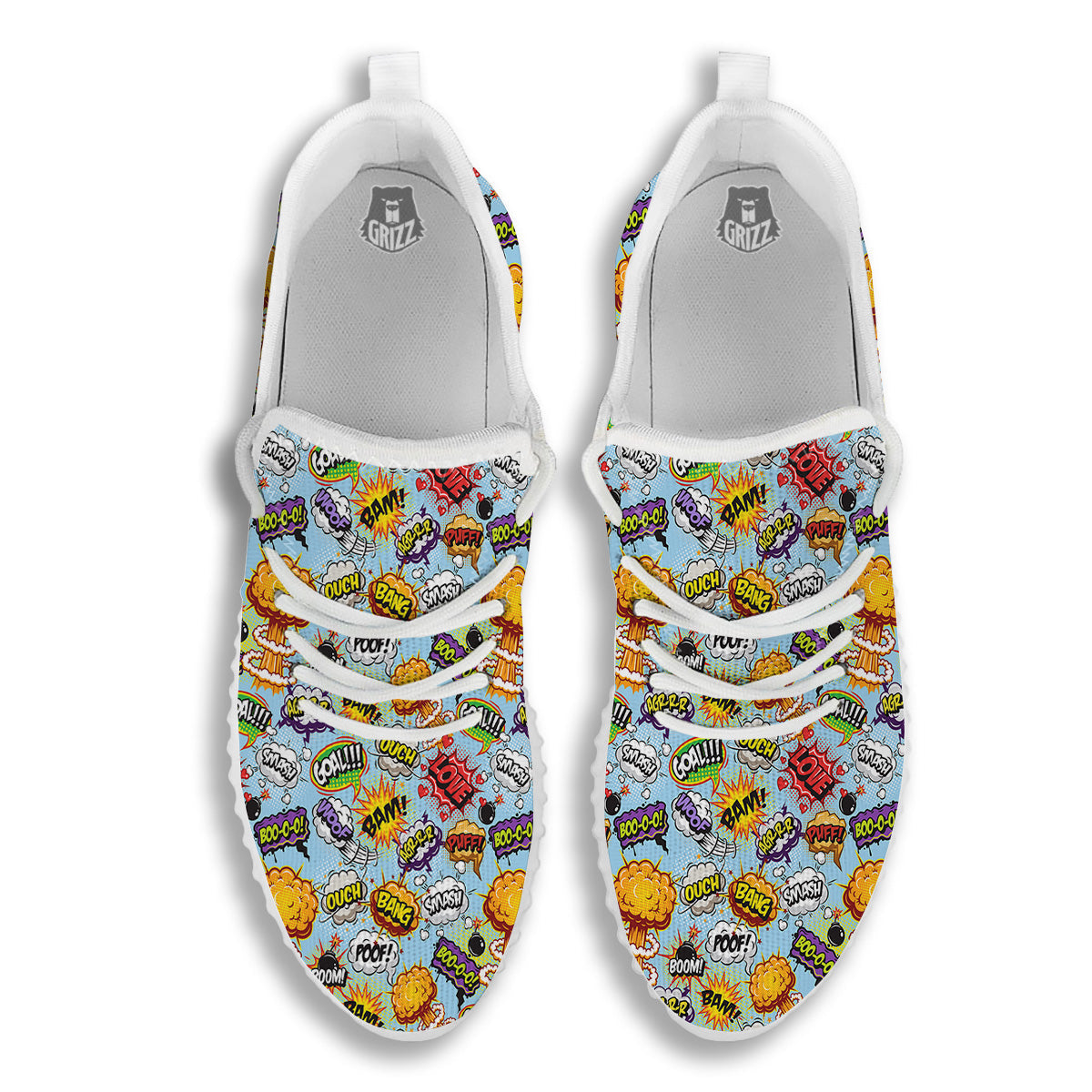 Comics Book Speech Print Pattern White Walking Shoes-grizzshop