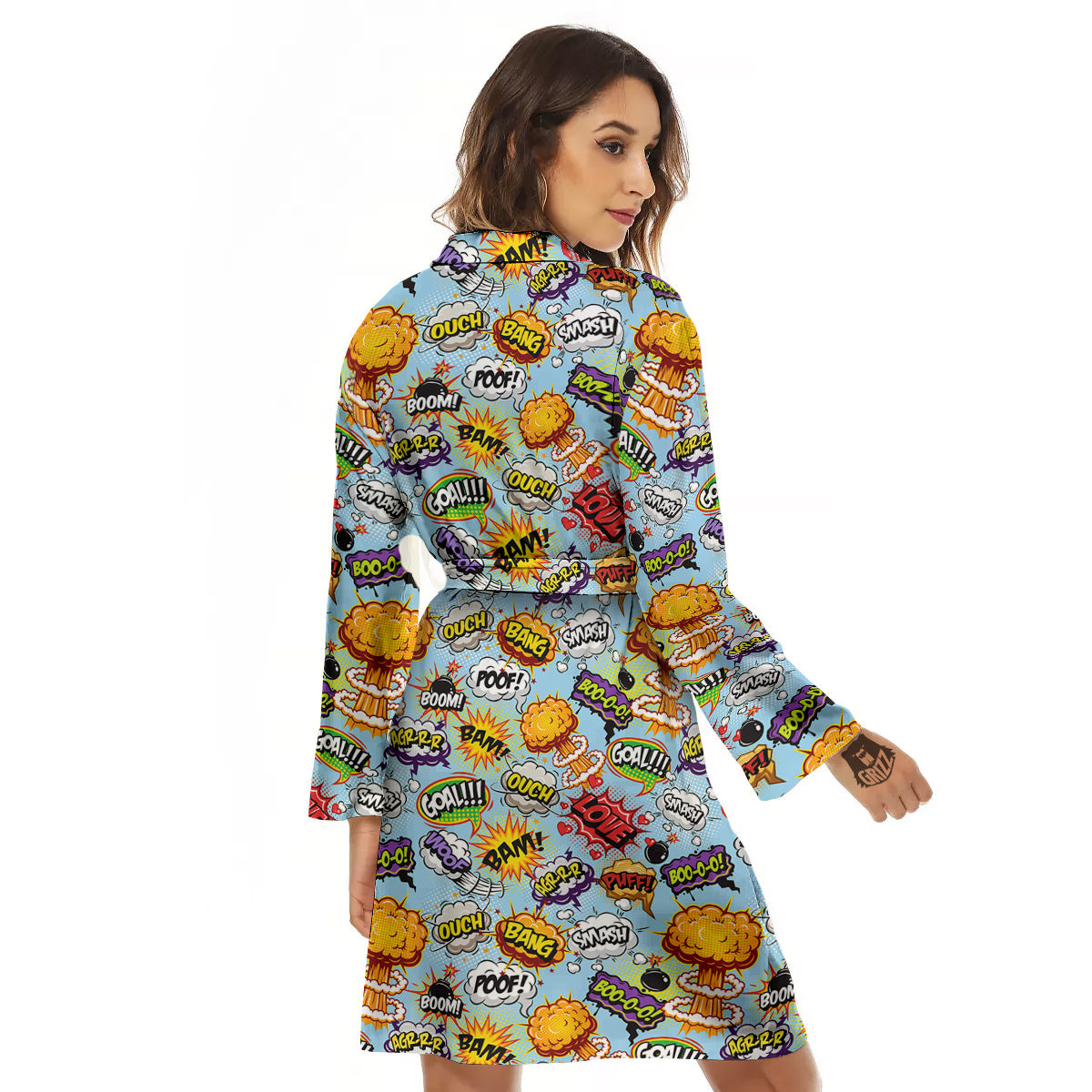Comics Book Speech Print Pattern Women's Robe-grizzshop