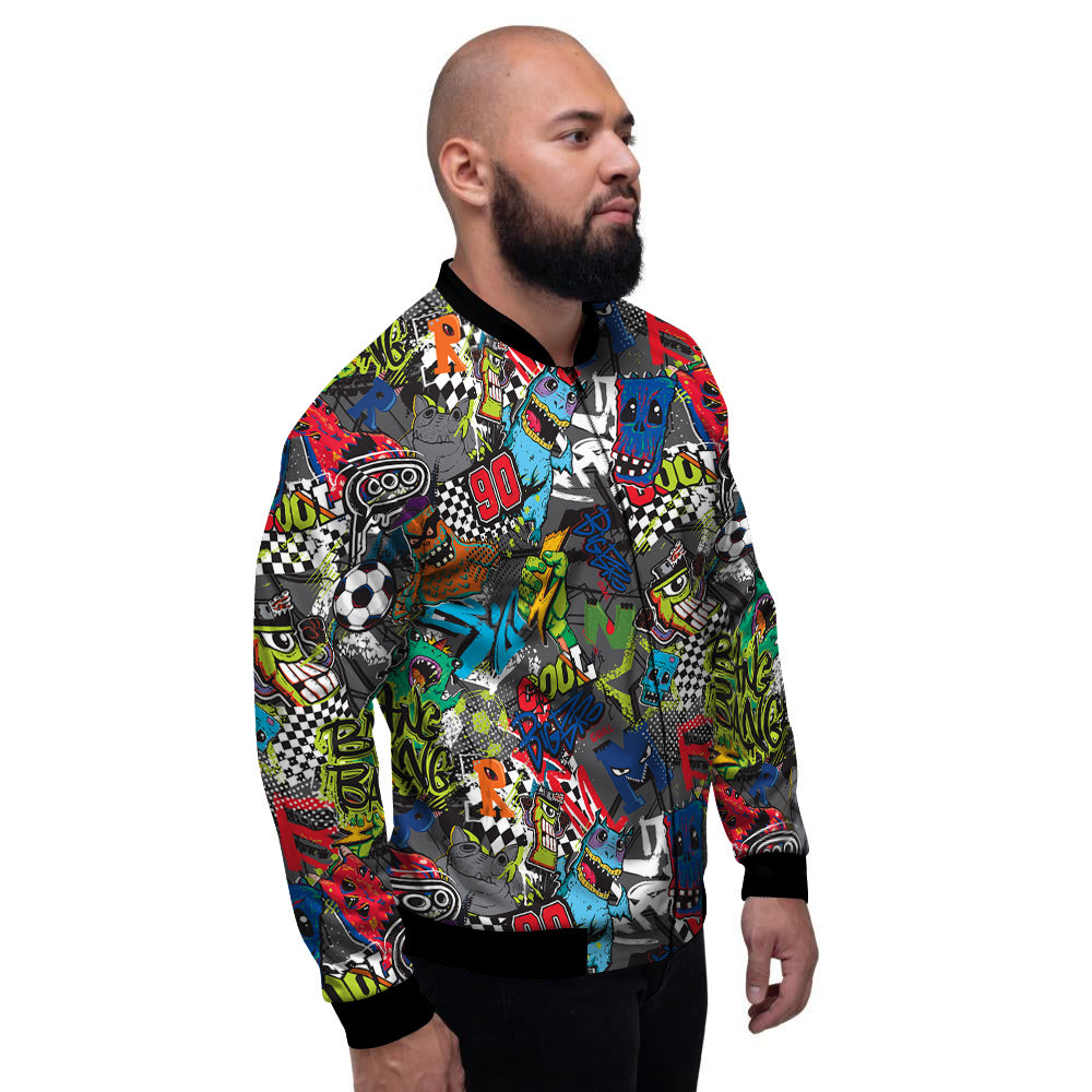 Comics Monsters Graffiti Print Pattern Men's Bomber Jacket-grizzshop