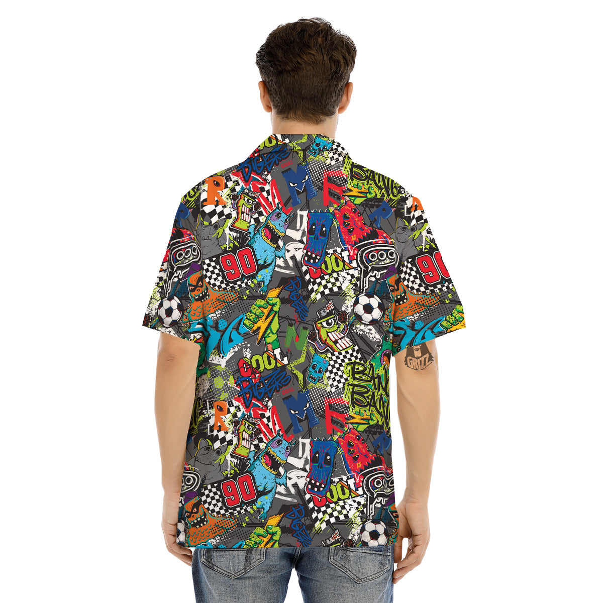Comics Monsters Graffiti Print Pattern Men's Hawaiian Shirt-grizzshop