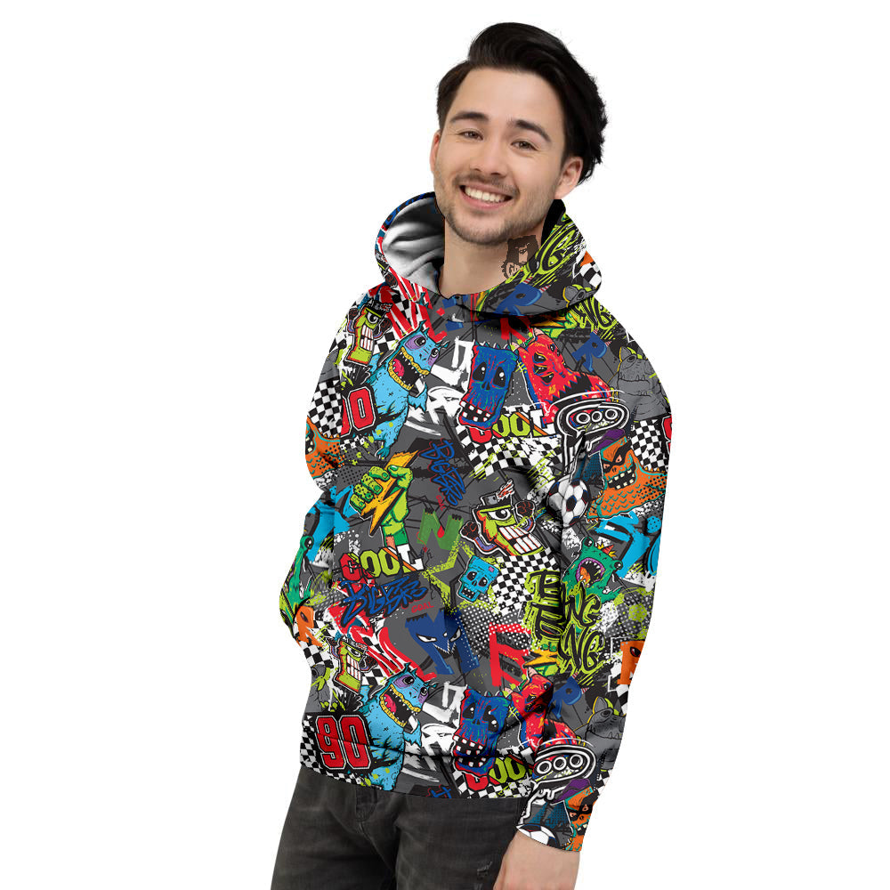 Comics Monsters Graffiti Print Pattern Men's Hoodie-grizzshop