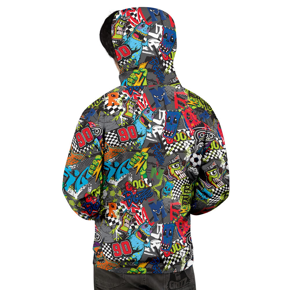 Comics Monsters Graffiti Print Pattern Men's Hoodie-grizzshop