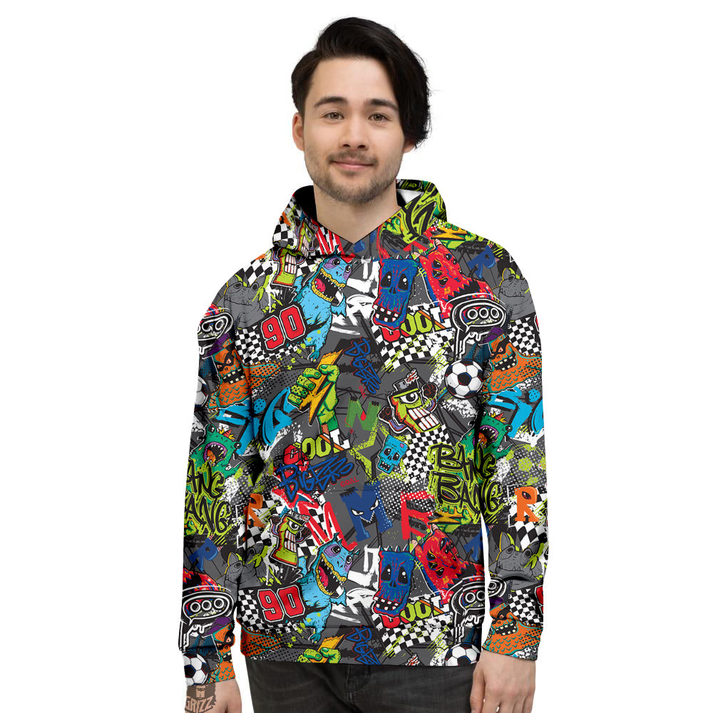 Comics Monsters Graffiti Print Pattern Men's Hoodie-grizzshop