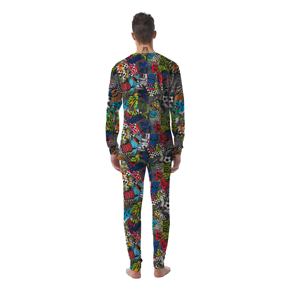 Comics Monsters Graffiti Print Pattern Men's Pajamas-grizzshop