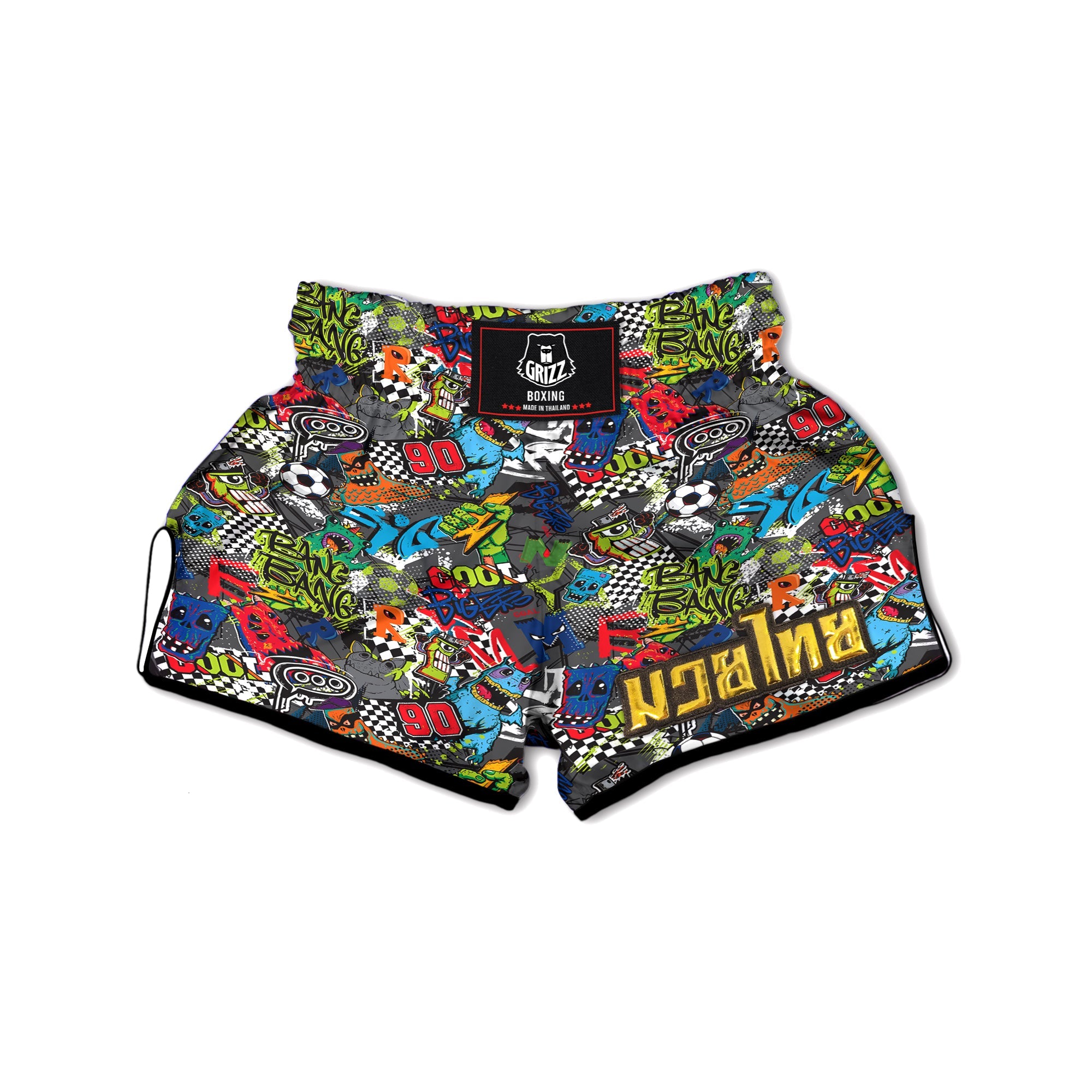 Comics Monsters Graffiti Print Pattern Muay Thai Boxing Shorts-grizzshop