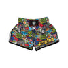 Comics Monsters Graffiti Print Pattern Muay Thai Boxing Shorts-grizzshop