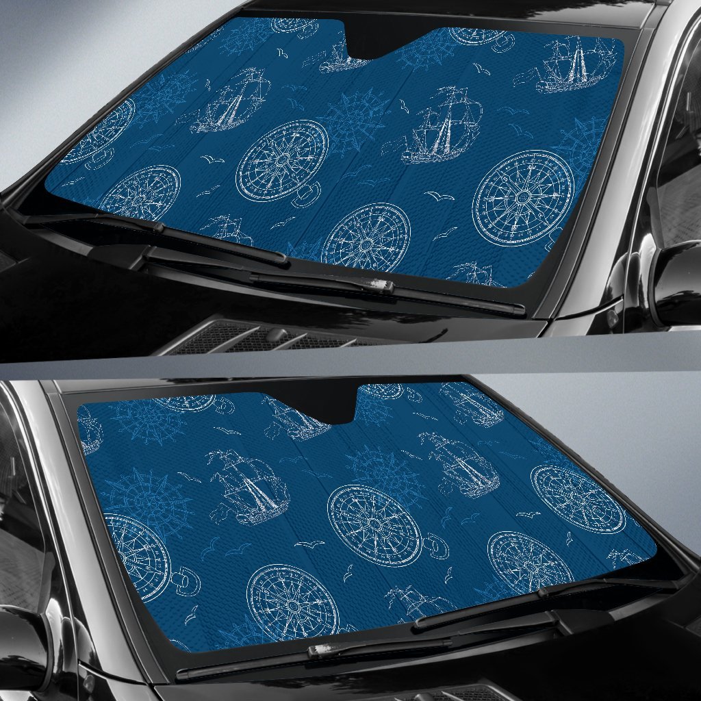 Compass Direction Pattern Print Car Sun Shade-grizzshop