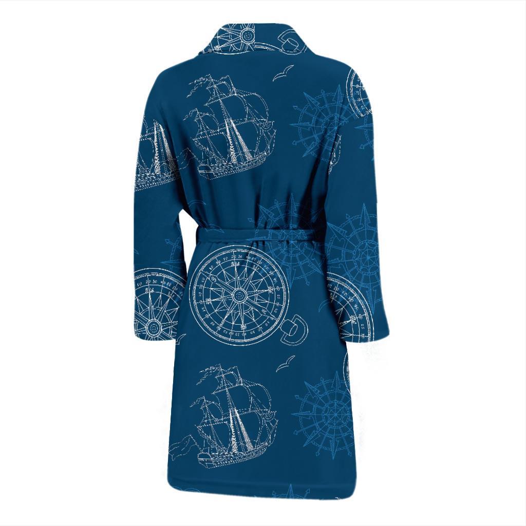 Compass Direction Pattern Print Men Long Robe-grizzshop