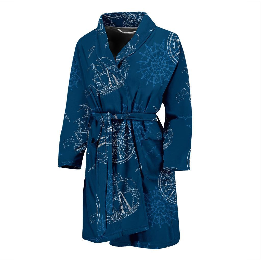 Compass Direction Pattern Print Men Long Robe-grizzshop