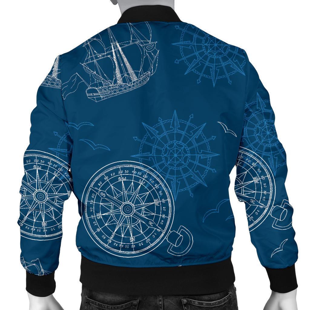 Compass Direction Pattern Print Men's Bomber Jacket-grizzshop