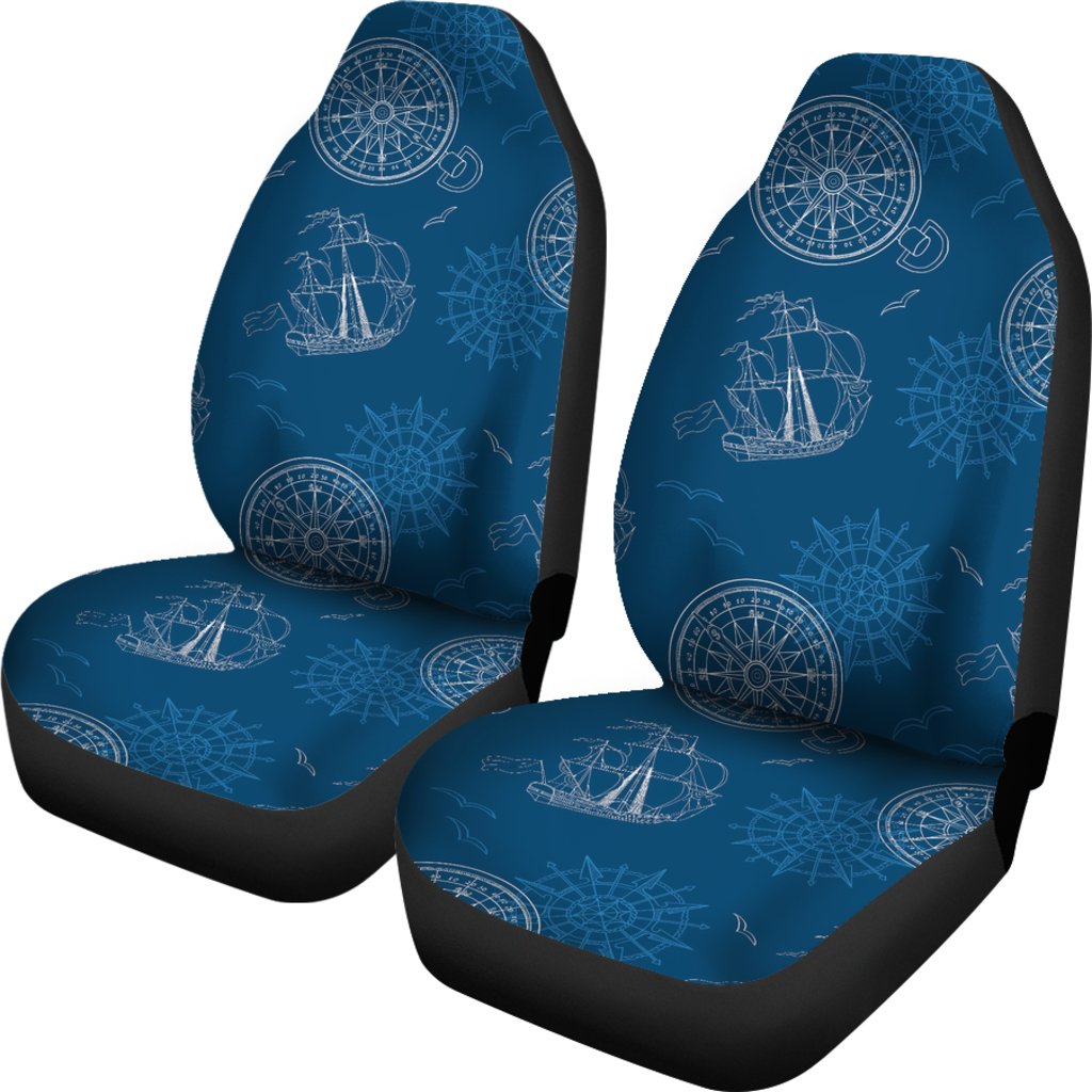 Compass Direction Pattern Print Universal Fit Car Seat Covers-grizzshop