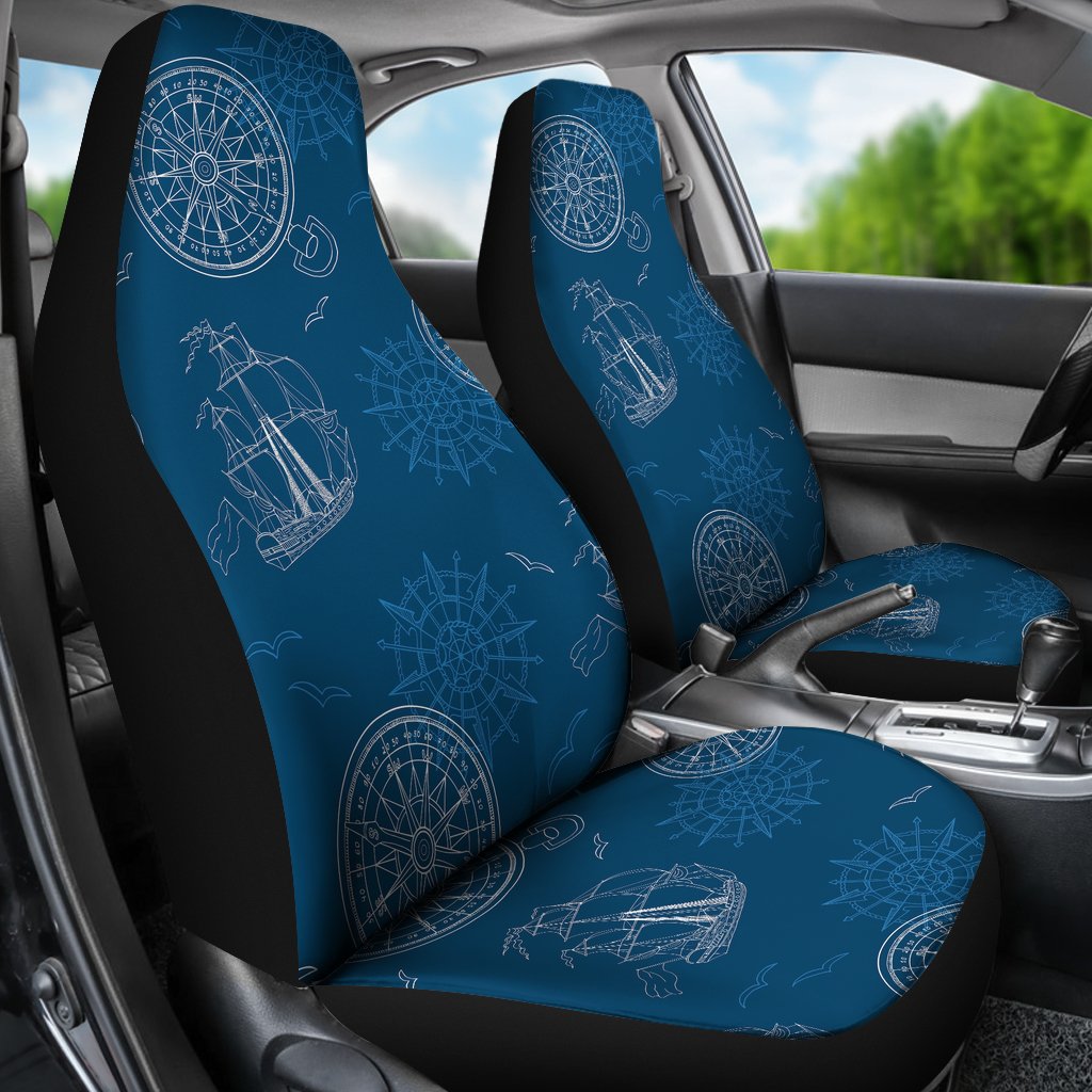 Compass Direction Pattern Print Universal Fit Car Seat Covers-grizzshop