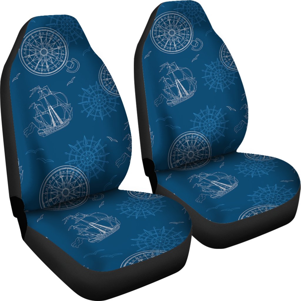 Compass Direction Pattern Print Universal Fit Car Seat Covers-grizzshop