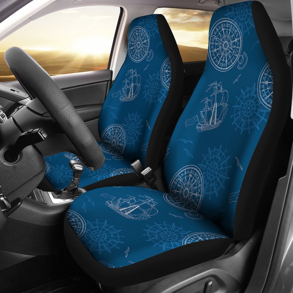 Compass Direction Pattern Print Universal Fit Car Seat Covers-grizzshop