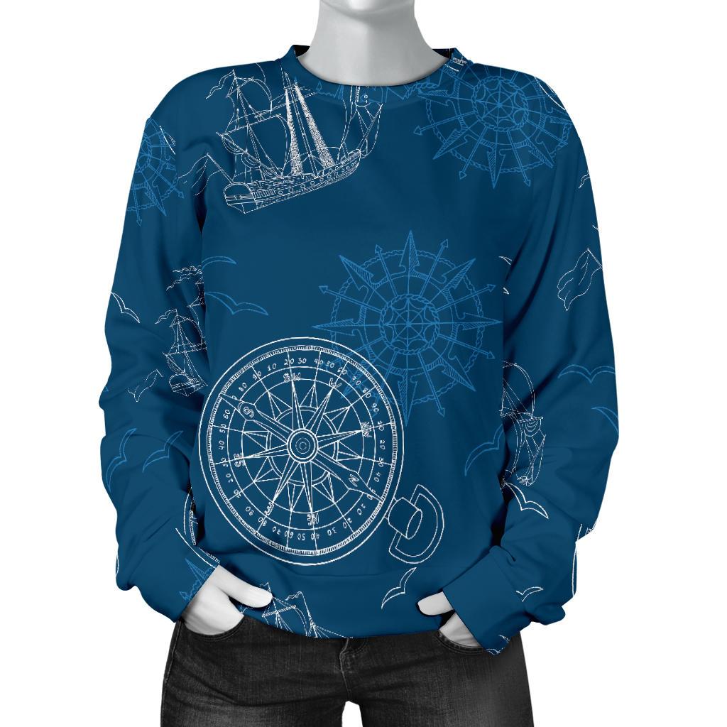 Compass Direction Pattern Print Women's Sweatshirt-grizzshop