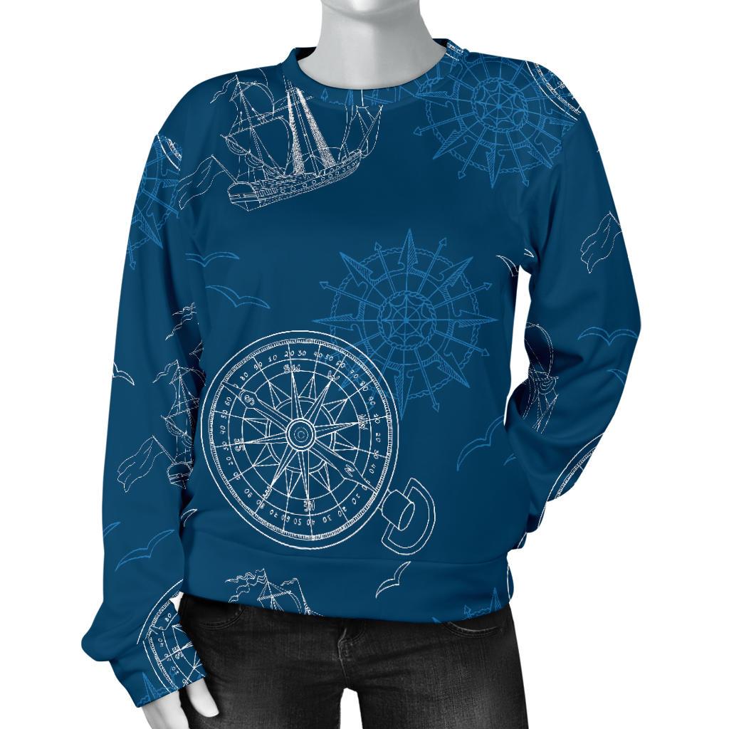 Compass Direction Pattern Print Women's Sweatshirt-grizzshop