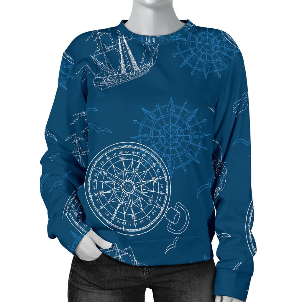 Compass Direction Pattern Print Women's Sweatshirt-grizzshop