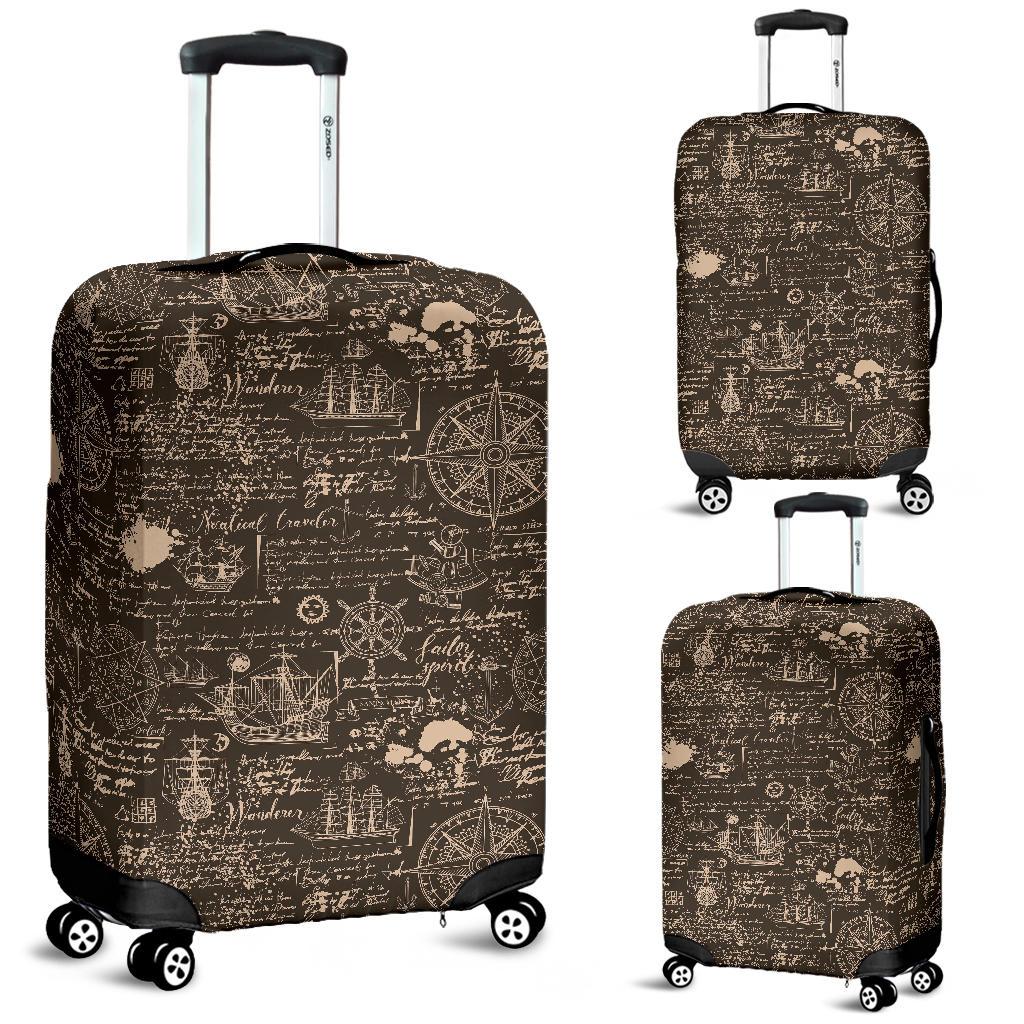 Compass Map Pattern Print Luggage Cover Protector-grizzshop