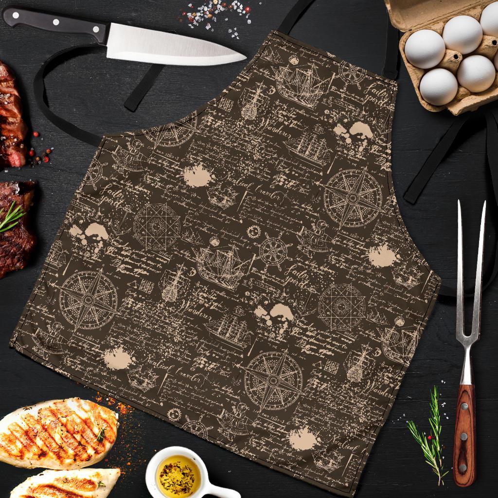 Compass Map Pattern Print Men's Apron-grizzshop