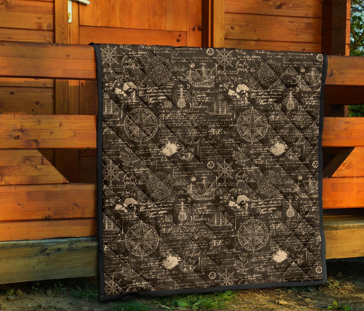 Compass Map Pattern Print Quilt-grizzshop